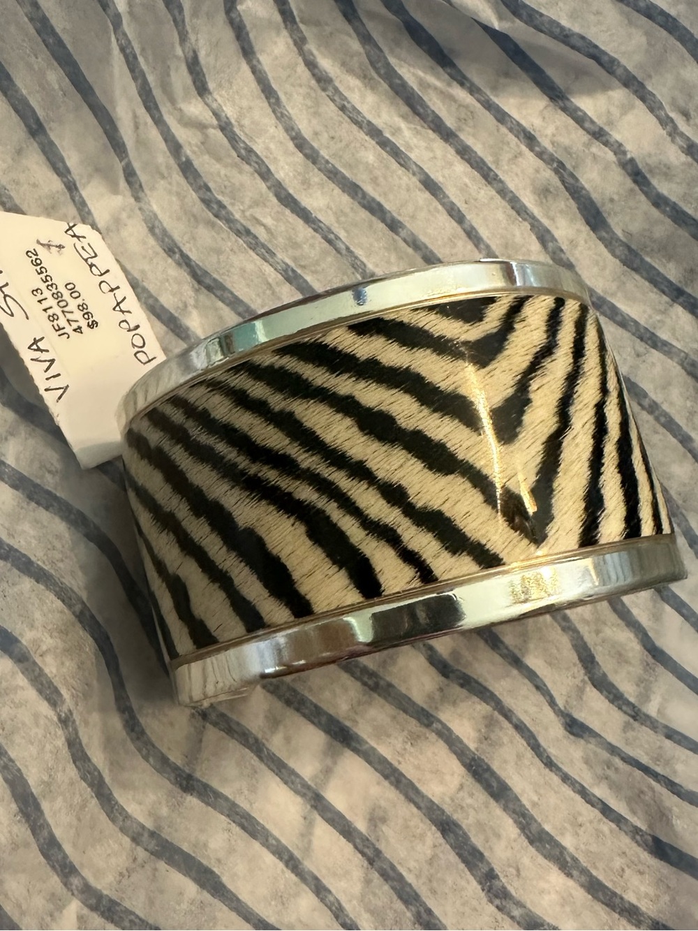 Brighton Zebra Print Wide Cuff Bracelet - Silver Trim
